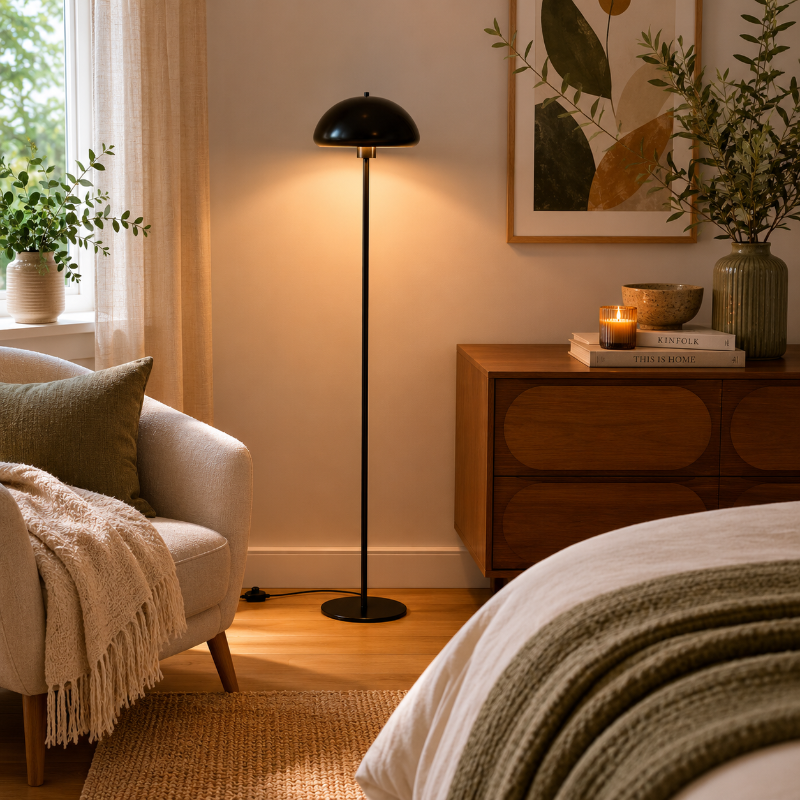Lampadaire salon Champignon Noir