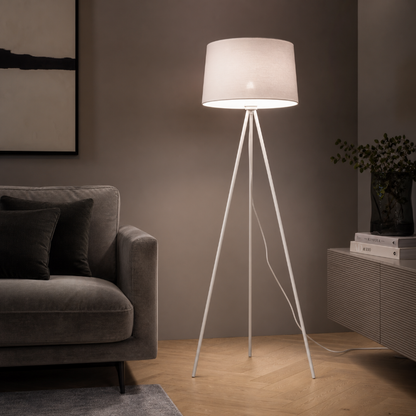 Lampadaire salon Trepied Blanc nuit 