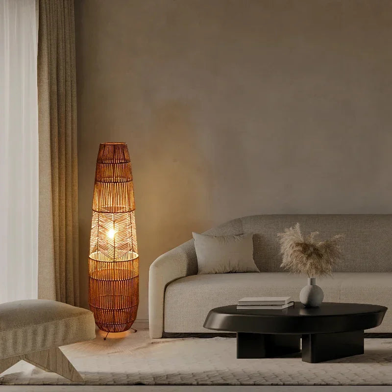 Lampadaire salon bambou