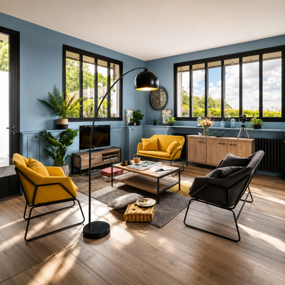 Lampadaire salon design Moderne noir n