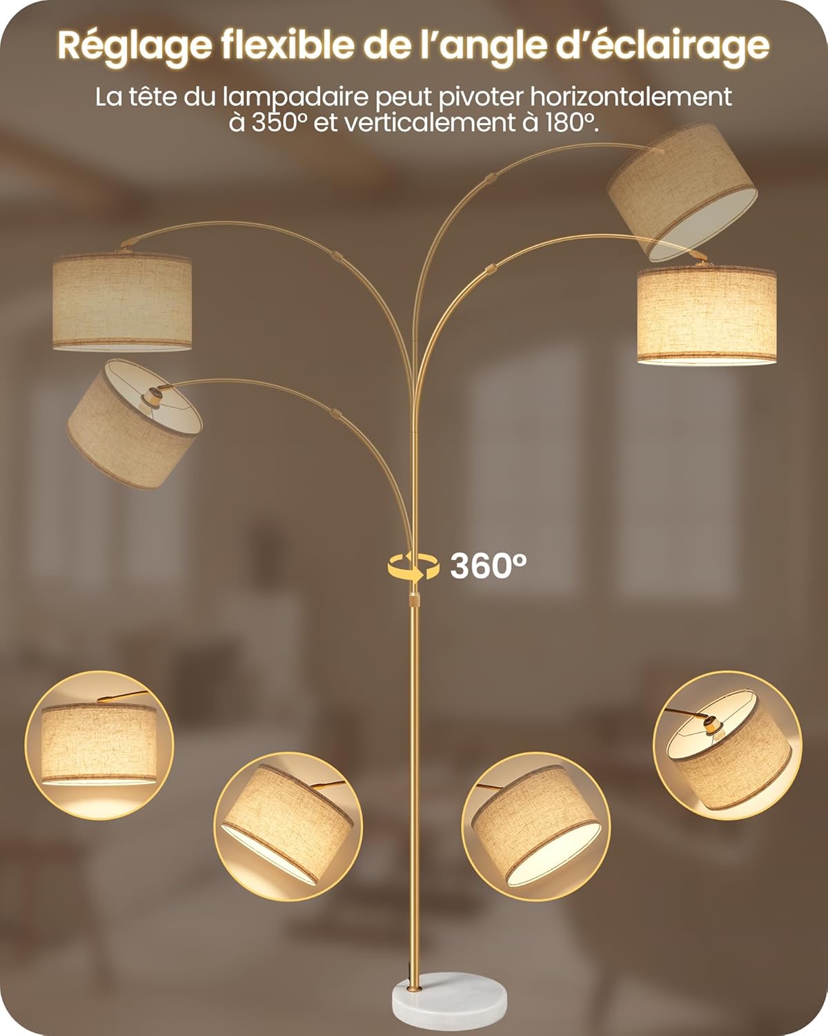 Lampadaire salon reglable  