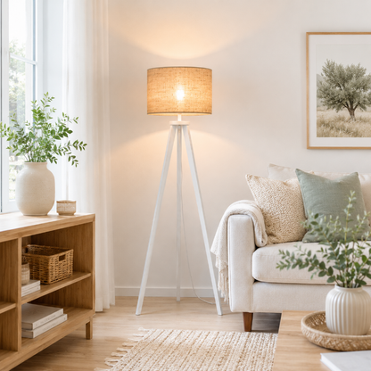 Lampadaire trepied Blanc
