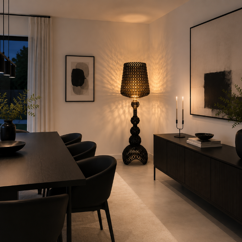 Lampadaire verre italien soir 