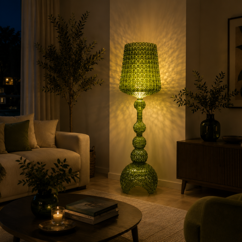 Lampadaire vert en verre 