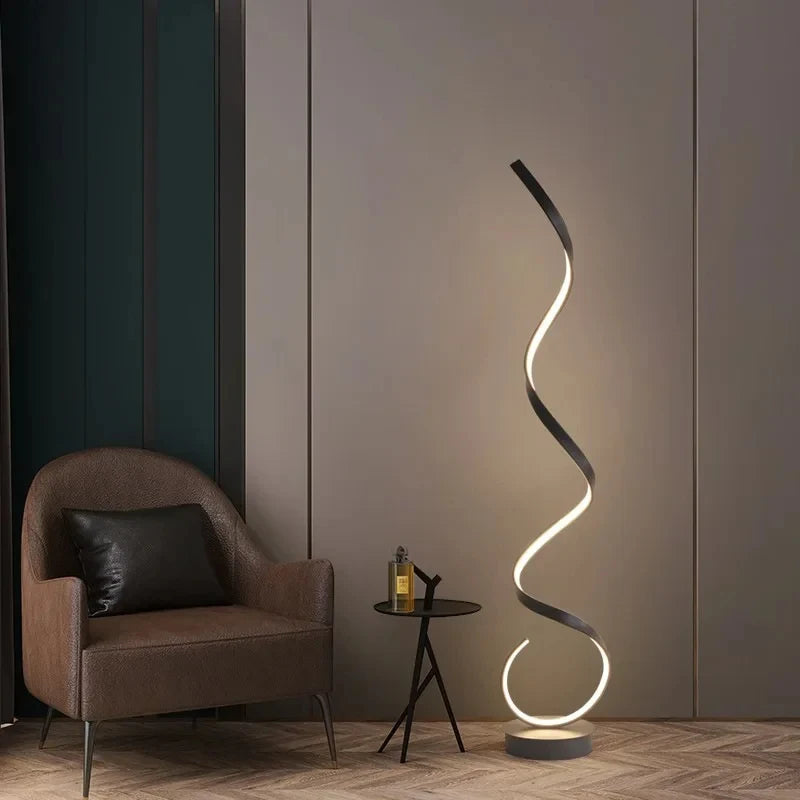 Lampadaire chambre design spirale LED