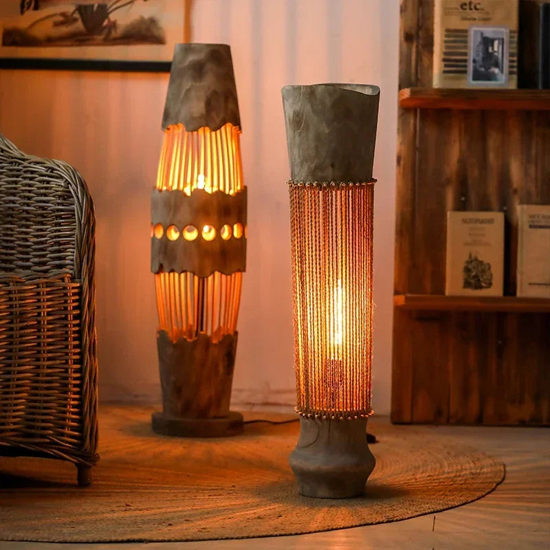 Lampadaire Bois Wabi sabi bambou