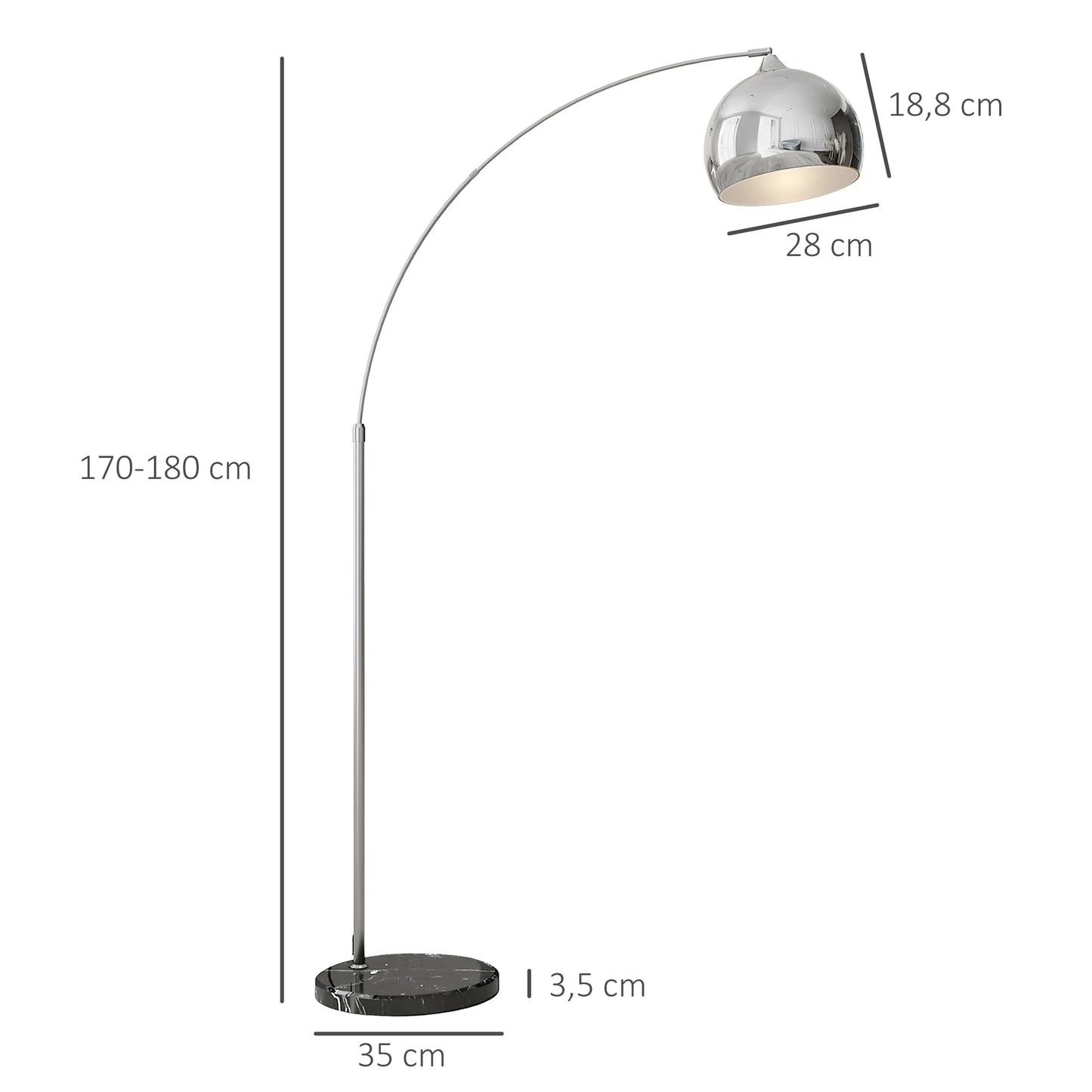 Lampadaire Salon Pied Marbre Arc Chromé