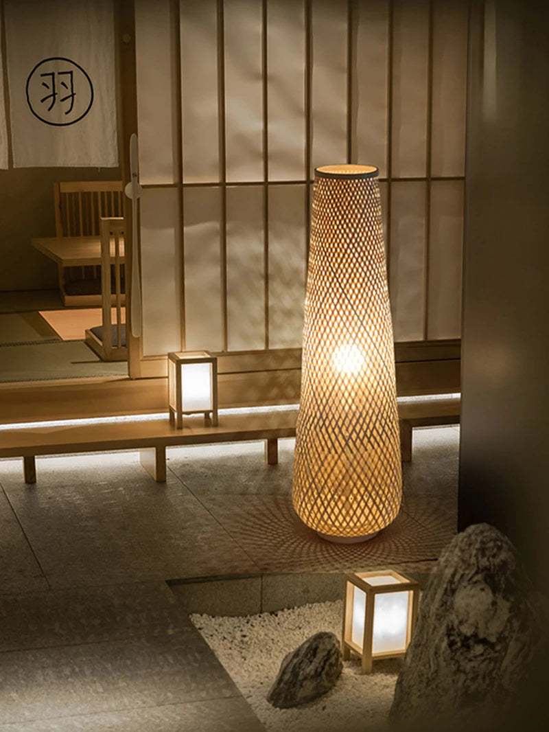 Lampadaire Bambou Rotin