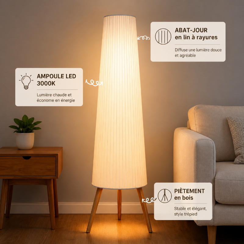 infos Lampadaire trepied Papier