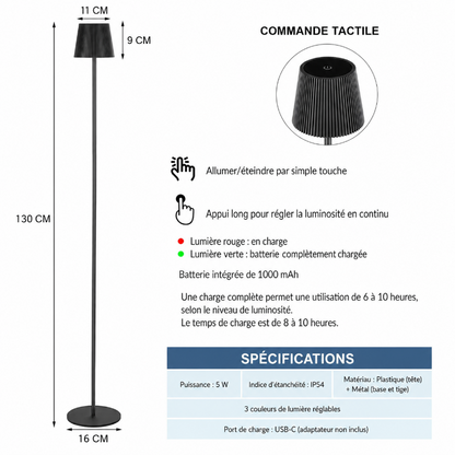 infos lampadaire rechargable exterieur
