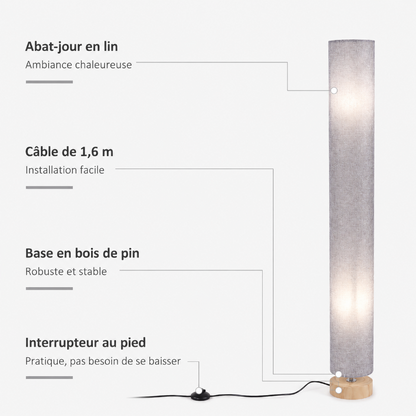 infos lampadaire salon lin gris 