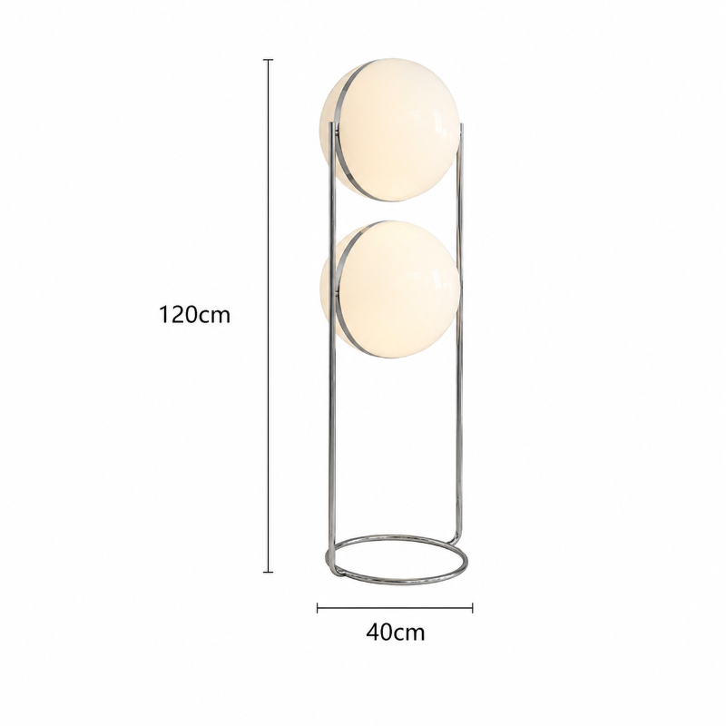 lampadaire 2 boule blanche sur pied 