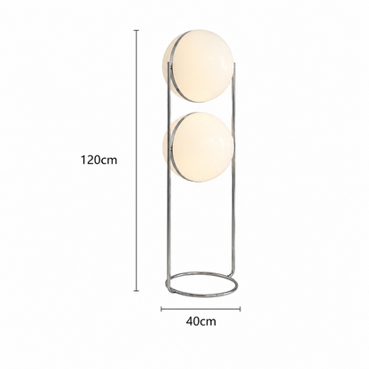 lampadaire 2 boule blanche sur pied 
