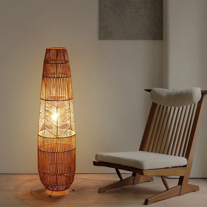 lampadaire bois bambou