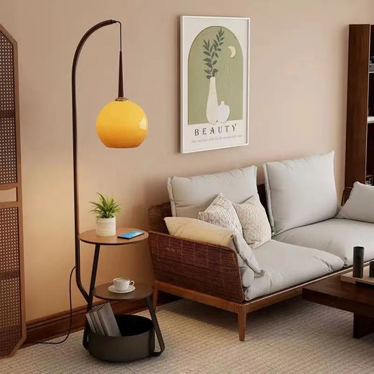lampadaire bois table 