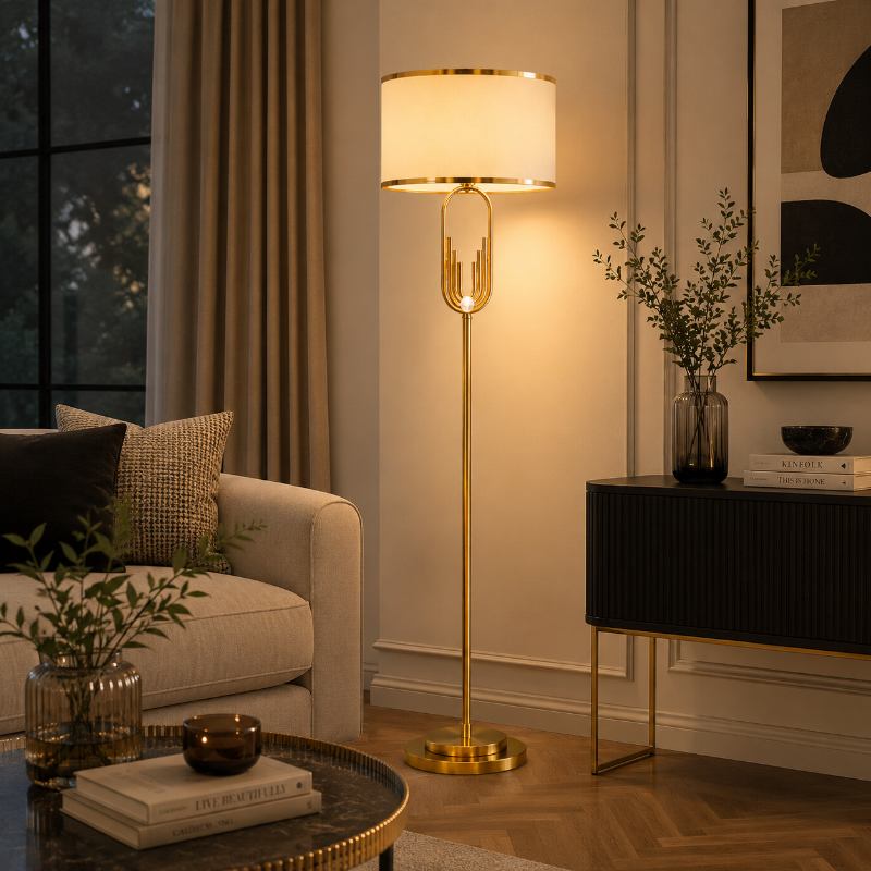 lampadaire doré art déco