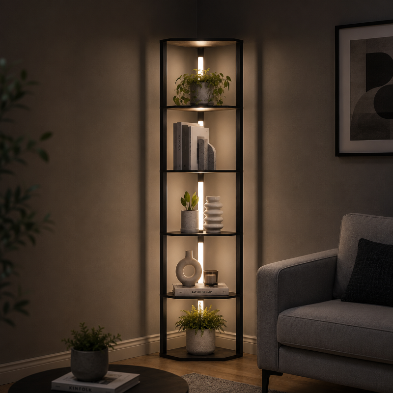 lampadaire etagere noir 