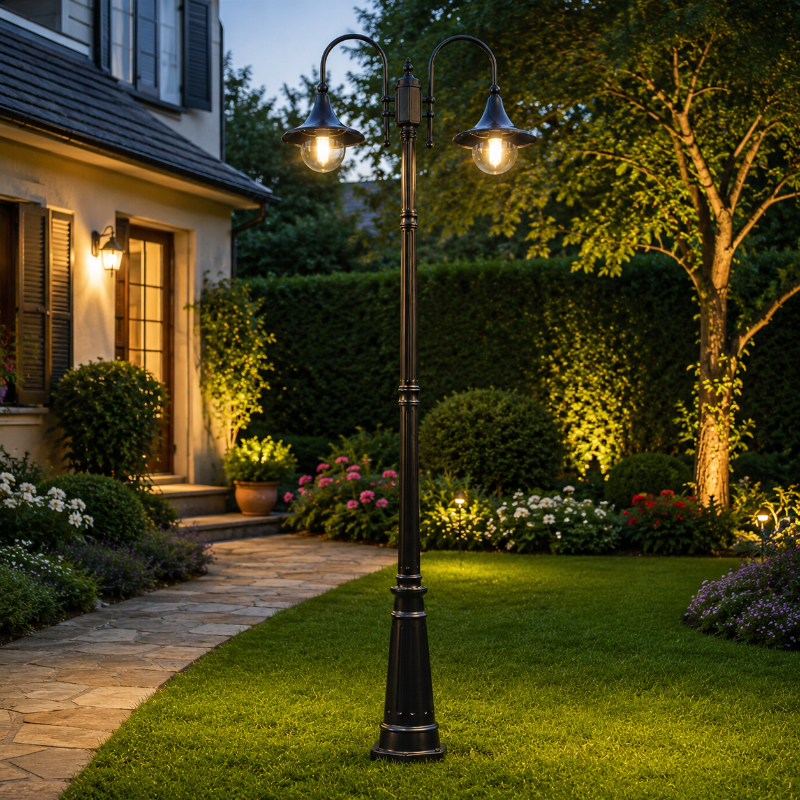 lampadaire exterieur 2 tête