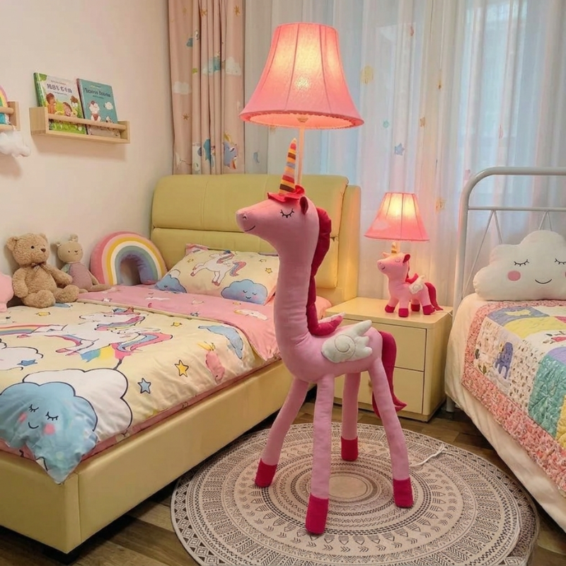 lampadaire licorne rose 