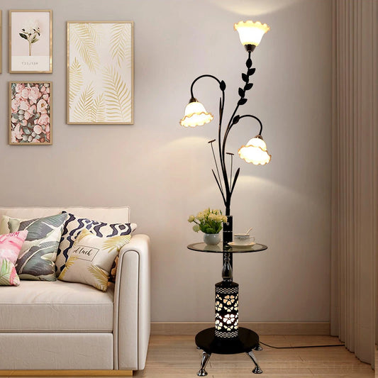 lampadaire noir fleur 