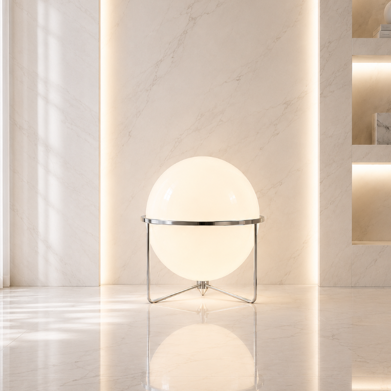 lampadaire salon  boule blannche 