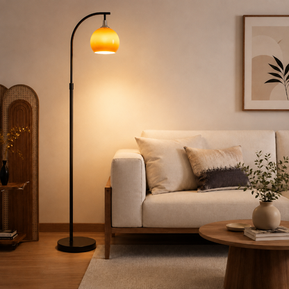 lampadaire salon boule orange 