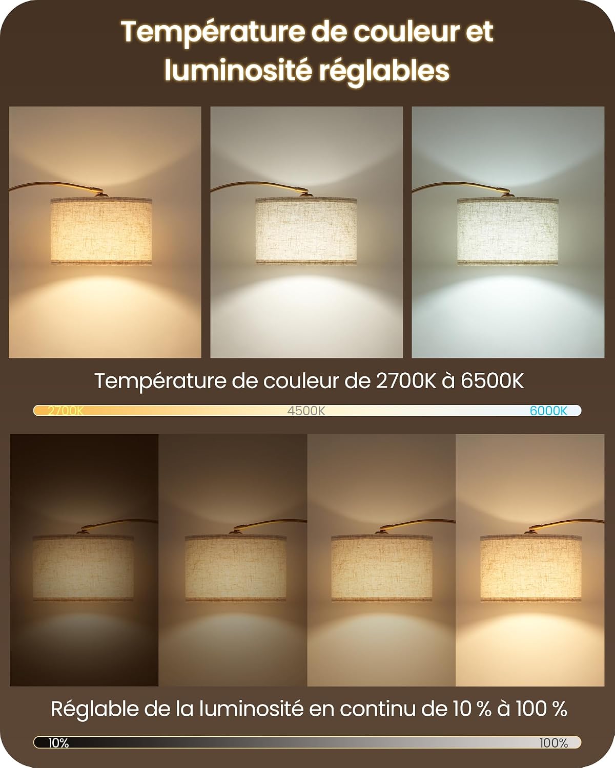 lampadaire temperature reglable 