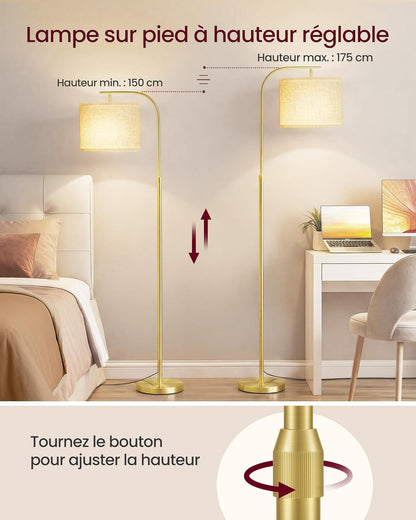 lampe sur pied or  ajustable 