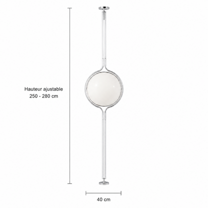 taille lampadaire boule blanche ajustable 
