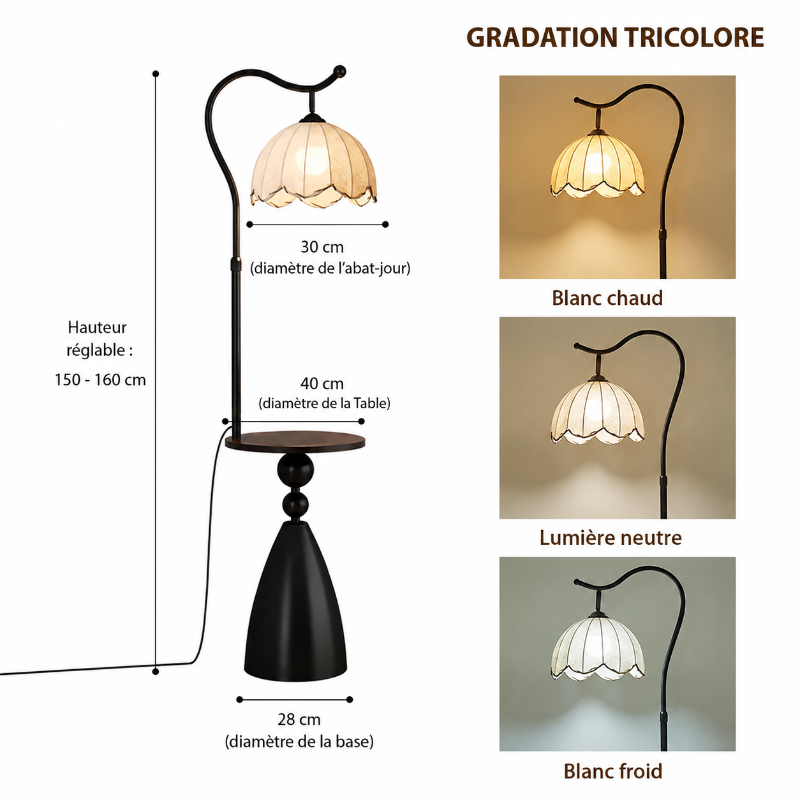 taille lampadaire table 